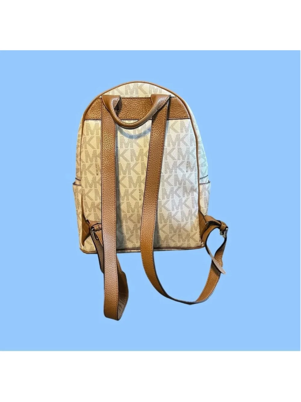 Michael Michael Kors Abbey Medium Studded Signature Backpack White/Acorn